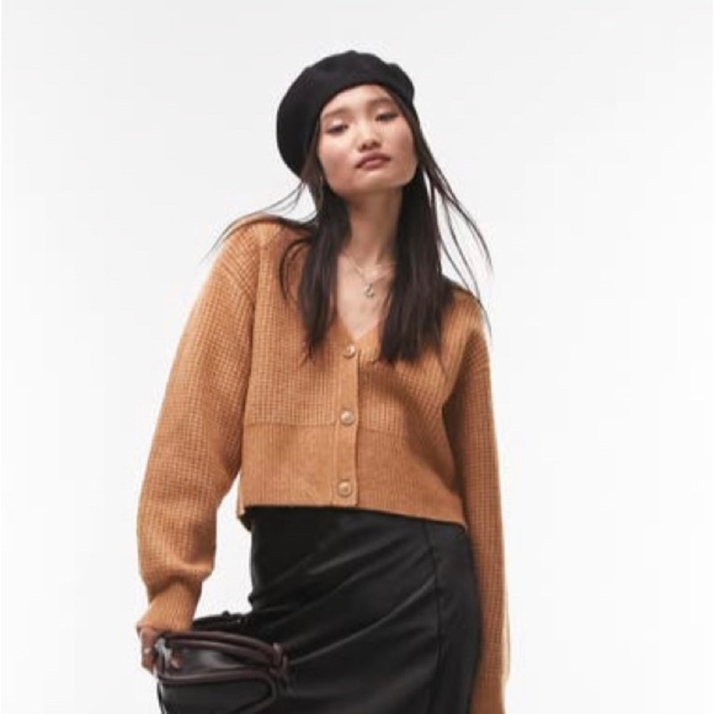 Top Shop Waffle Knit Crop Cardigan (M)